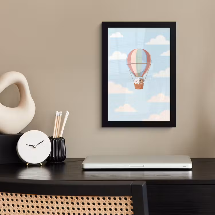Poster met lijst - Luchtballon - Beren - Pastel — 3