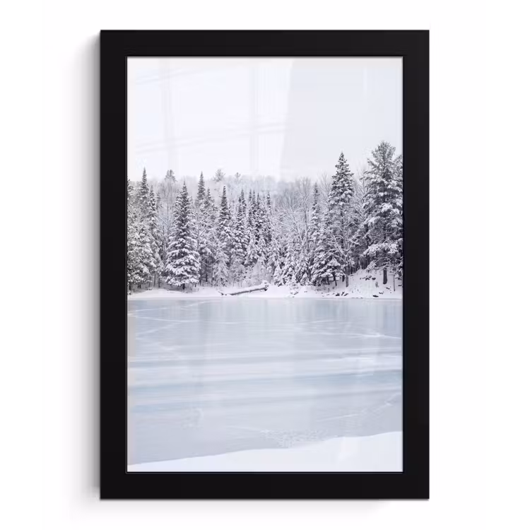 Poster met lijst - Meer - Dennen - IJs - Winter - Rustgevend — 1