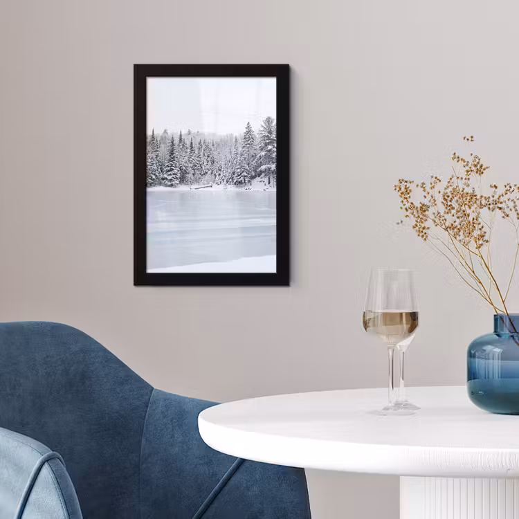 Poster met lijst - Meer - Dennen - IJs - Winter - Rustgevend — 2