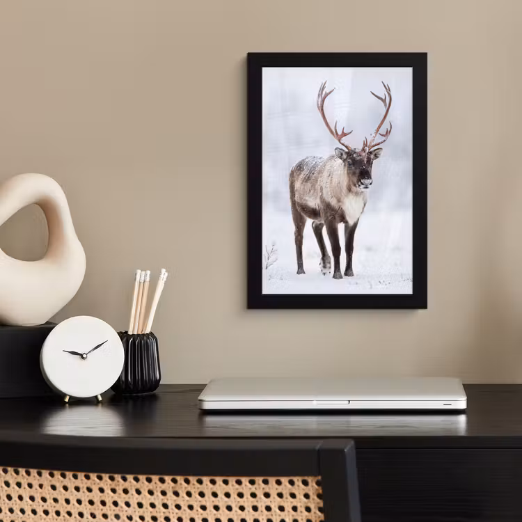 Poster met lijst - Rendier - Gewei - Toendra - Sneeuw - Wild — 3