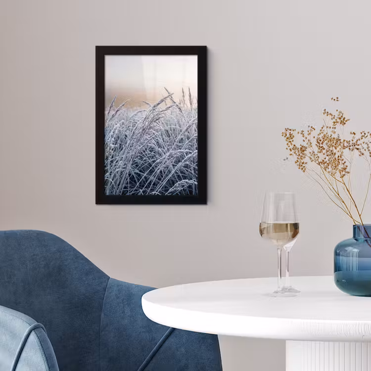 Poster met lijst - Rijp - Gras - Kristallen - Winter - Minimalistisch — 2