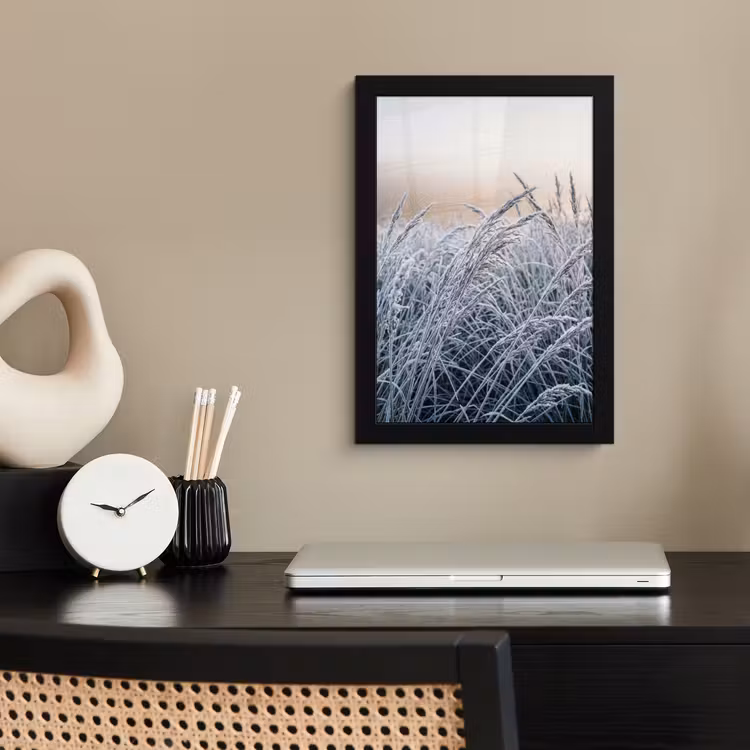 Poster met lijst - Rijp - Gras - Kristallen - Winter - Minimalistisch — 3