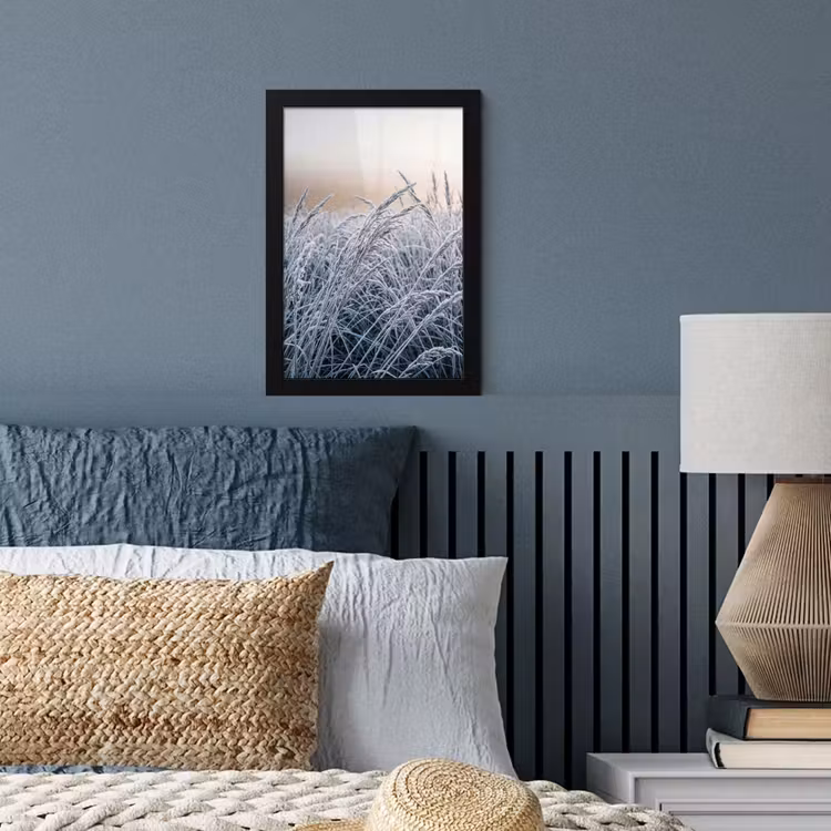 Poster met lijst - Rijp - Gras - Kristallen - Winter - Minimalistisch — 4