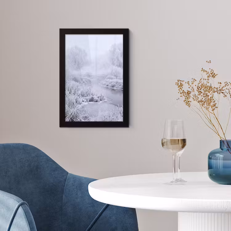 Poster met lijst - Rivier - Sneeuw - Bos - Winter - Schilderachtig — 2