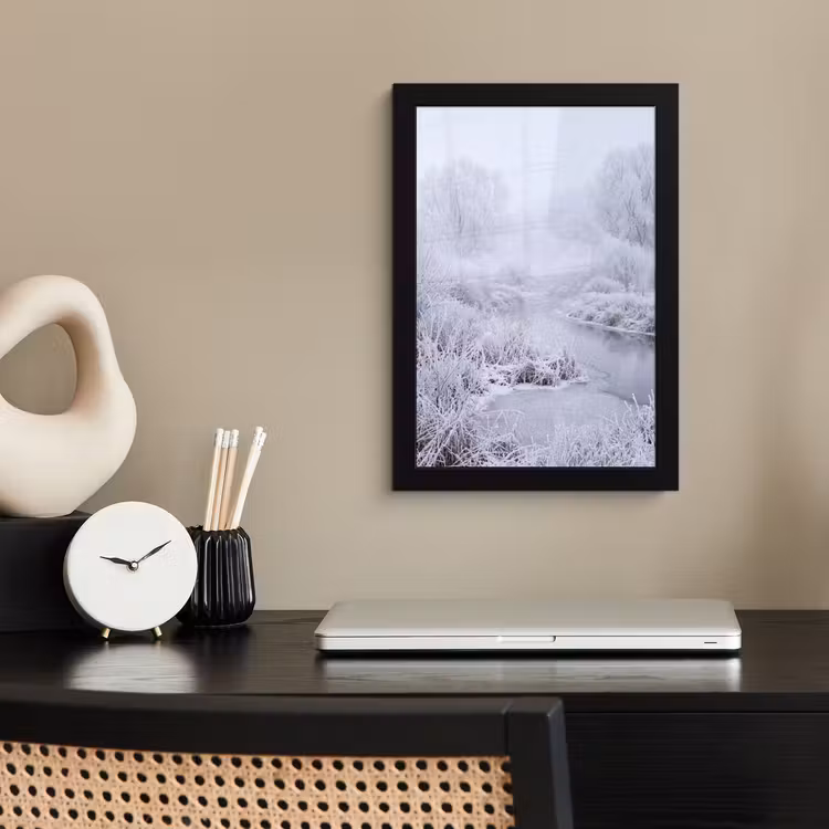 Poster met lijst - Rivier - Sneeuw - Bos - Winter - Schilderachtig — 3