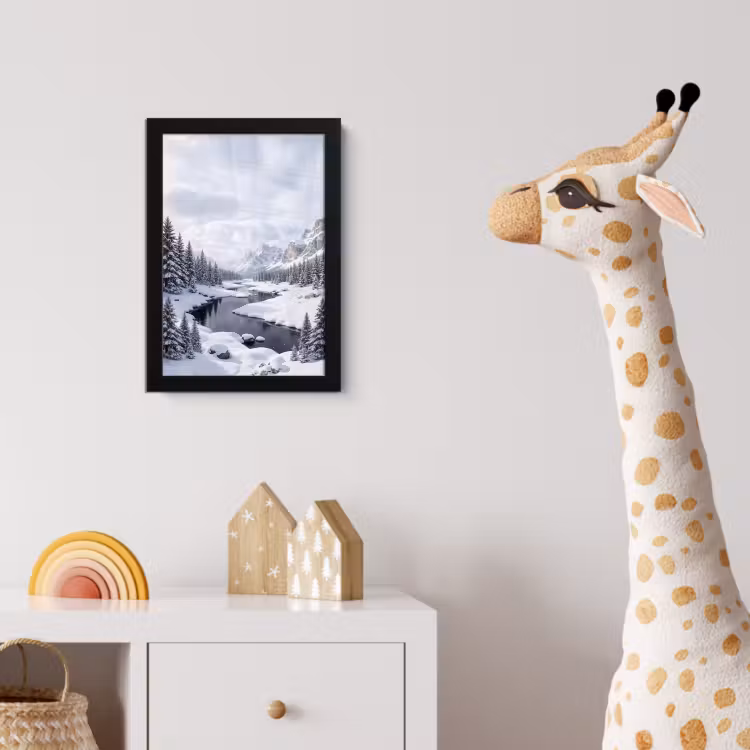 Poster met lijst - Sneeuwlandschap - Bergen - Rivier - Winter — 5