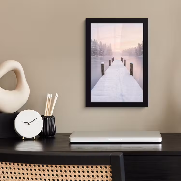 Poster met lijst - Steiger - Meer - Mist - Winter - Serene — 3