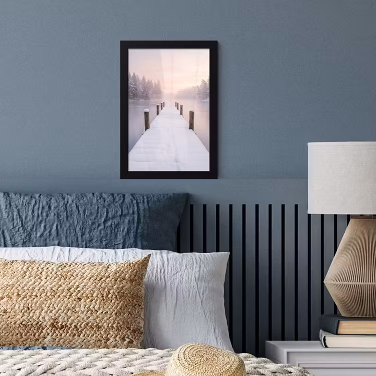 Poster met lijst - Steiger - Meer - Mist - Winter - Serene — 4