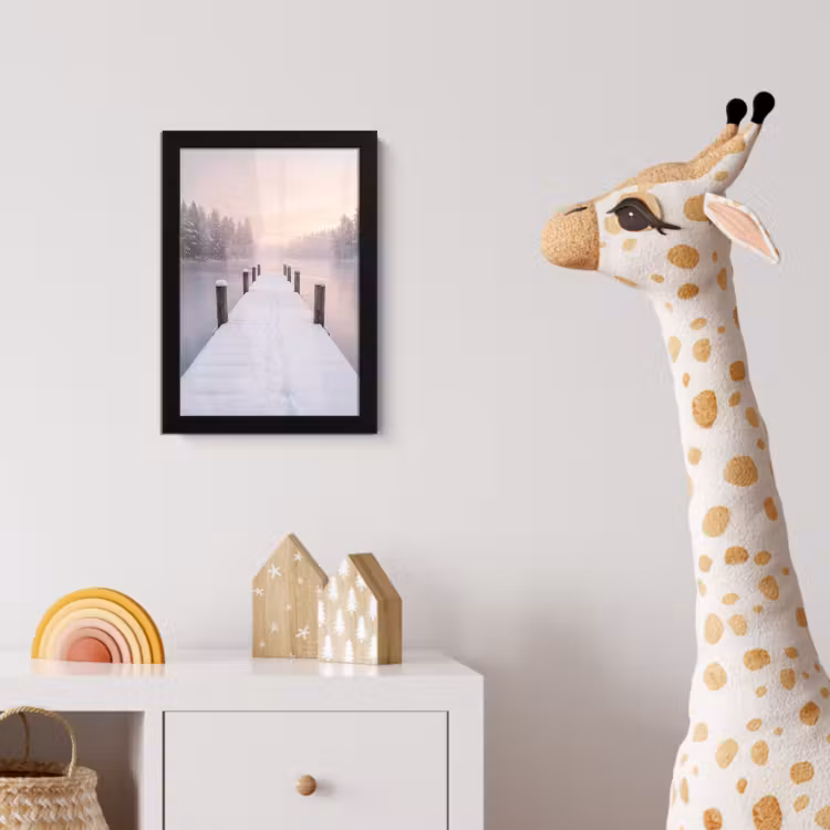Poster met lijst - Steiger - Meer - Mist - Winter - Serene — 5