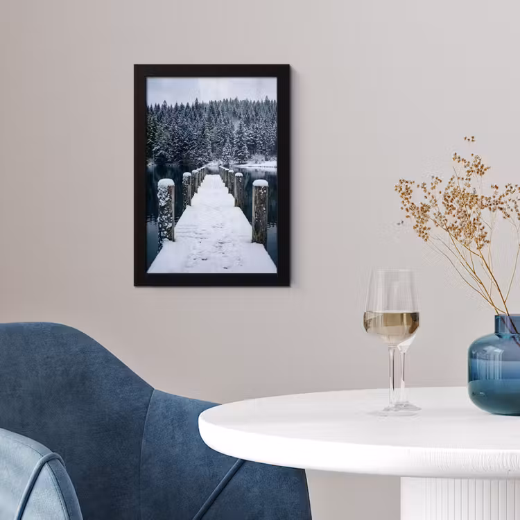 Poster met lijst - Steiger - Meer - Sneeuw - Bergen - Rustgevend — 2