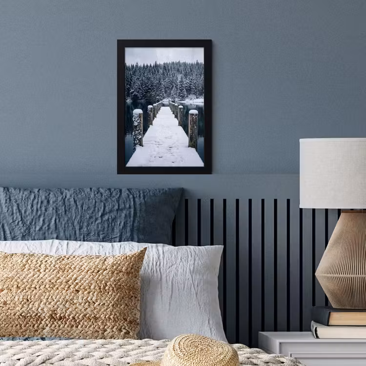 Poster met lijst - Steiger - Meer - Sneeuw - Bergen - Rustgevend — 4