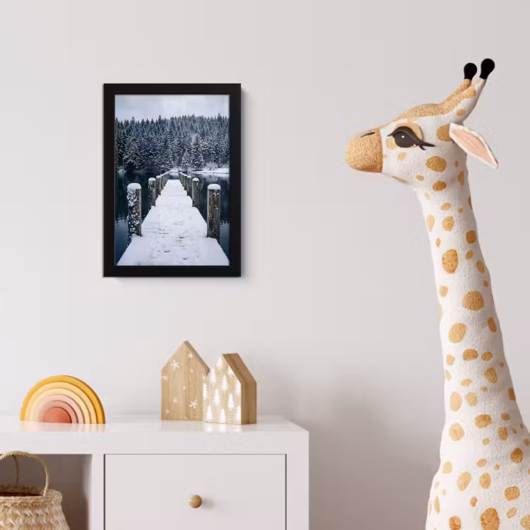Poster met lijst - Steiger - Meer - Sneeuw - Bergen - Rustgevend — 5
