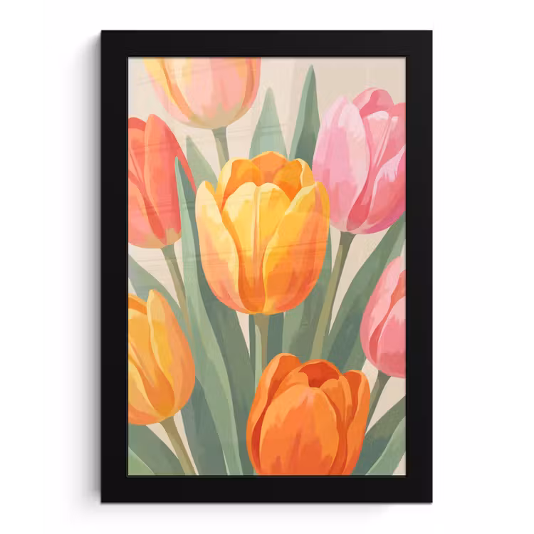 Poster met lijst - Tulpen - Abstract - Kleurrijk — 1