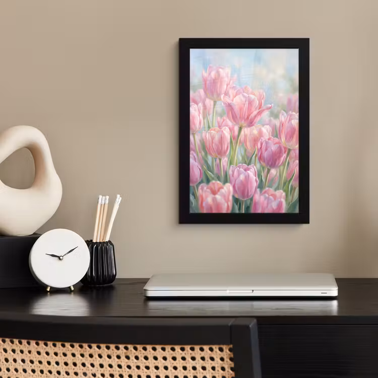Poster met lijst - Tulpen - Veld - Lente - Roze — 3