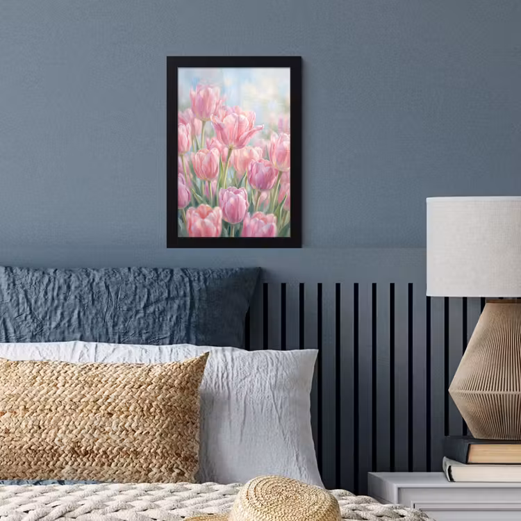 Poster met lijst - Tulpen - Veld - Lente - Roze — 4