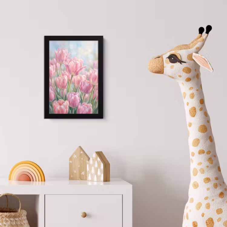 Poster met lijst - Tulpen - Veld - Lente - Roze — 5