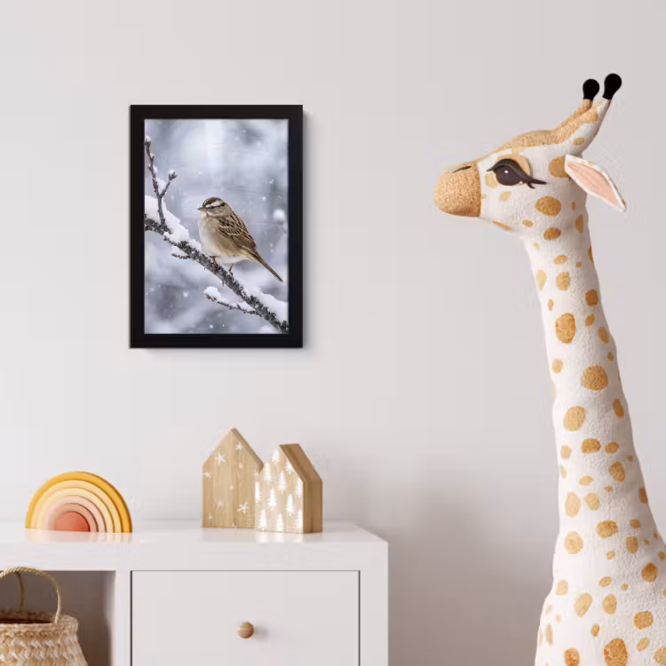 Poster met lijst - Vogel - Tak - Sneeuw - Winter — 5