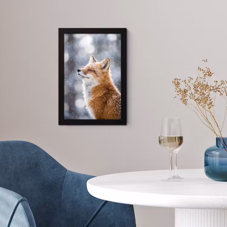 Poster met lijst - Vos - Sneeuwval - Portret - Winter - Sfeervol — 2