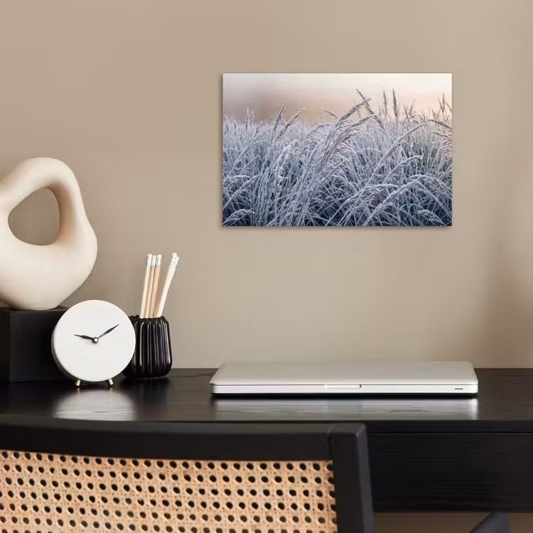 Poster - Rijp - Gras - Kristallen - Winter - Minimalistisch — 2