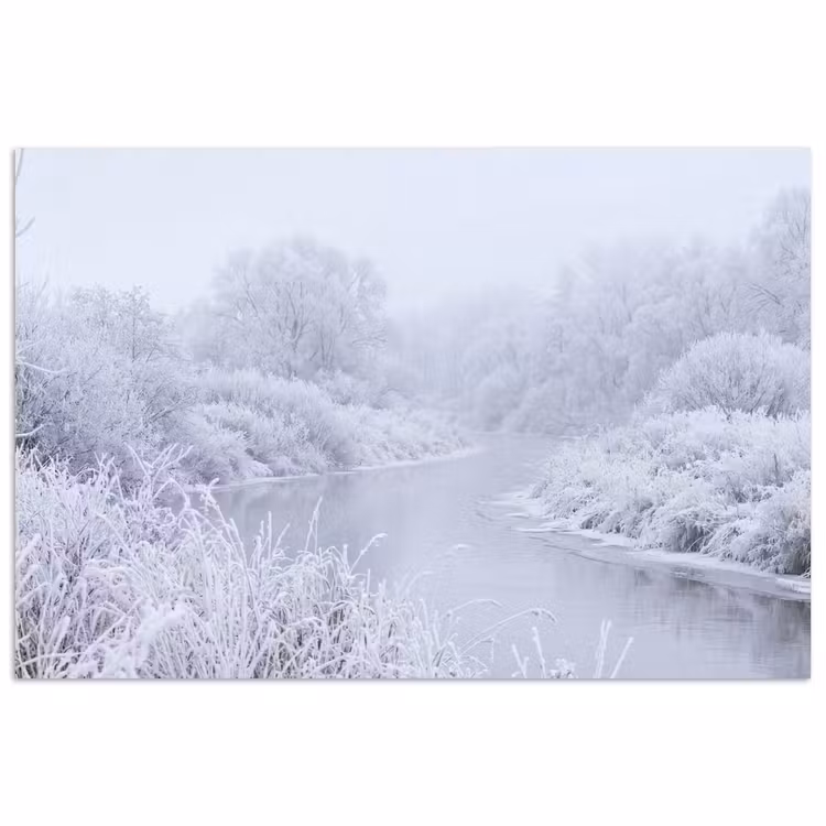 Poster - Rivier - Sneeuw - Bos - Winter - Schilderachtig — 1