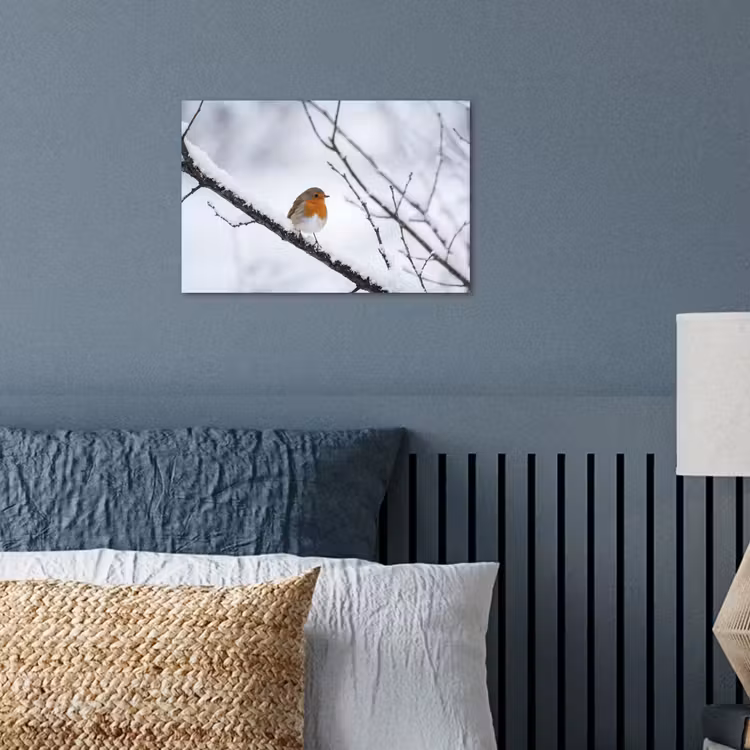 Poster - Roodborstje - Tak - Sneeuw - Winter - Levendig — 3