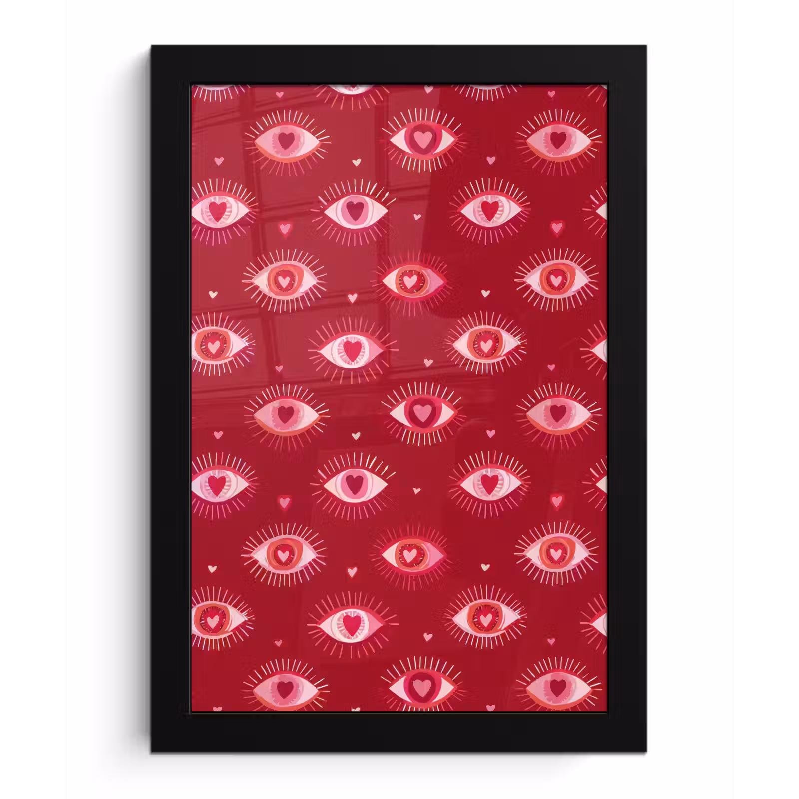Poster met lijst - Ogen - Patroon - Roze - Donkerrood — 1
