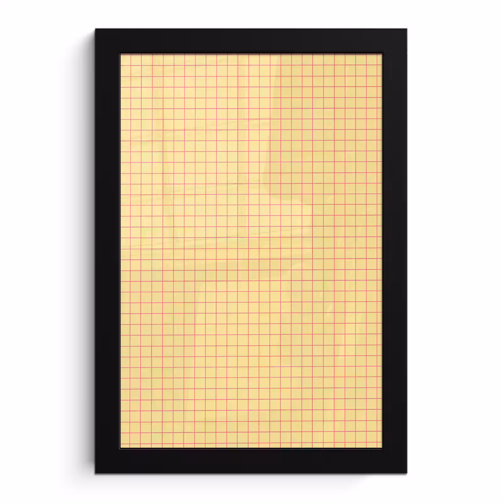 Poster met lijst - Ruitjes - Grid - Minimalistisch - Geel - Roze — 1