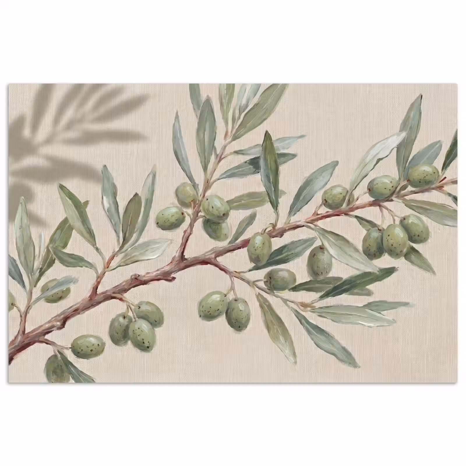 Poster - Olijftak - Bladeren - Natuur - Groen - Beige — 1