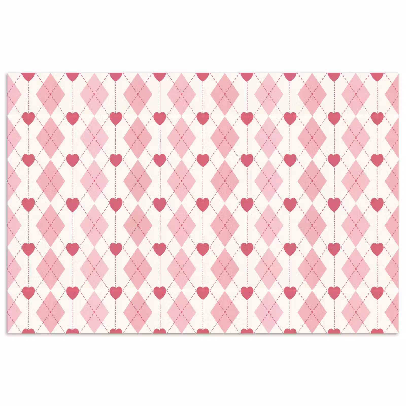 Poster - Ruiten - Klassiek - Roze - Wit — 1