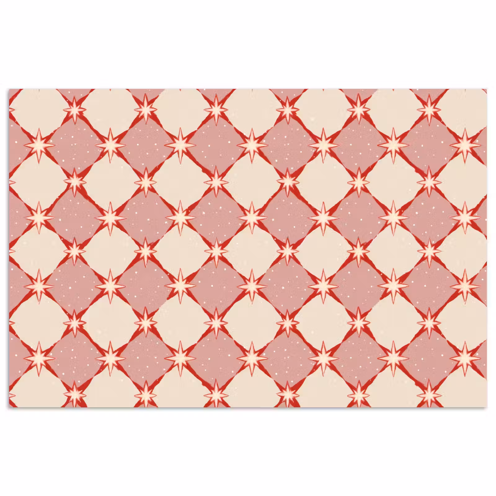 Poster - Ruiten - Sterren - Vintage - Oudroze - Rood — 1
