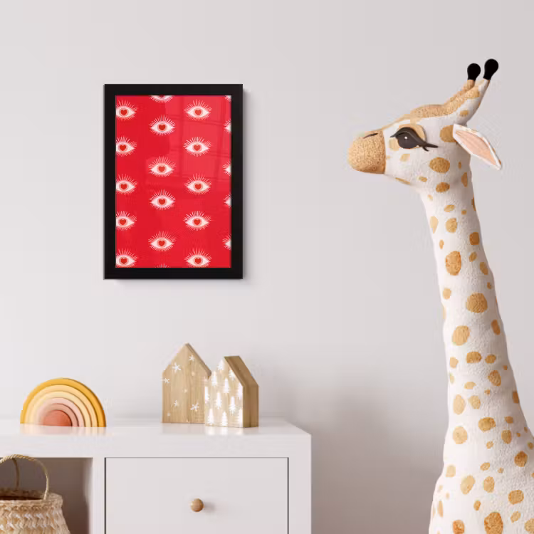 Poster met lijst - Ogen - Hart - Abstract - Rood - Roze — 5