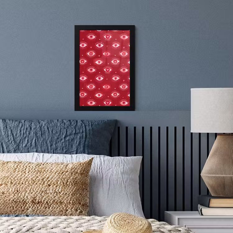 Poster met lijst - Ogen - Patroon - Roze - Donkerrood — 4