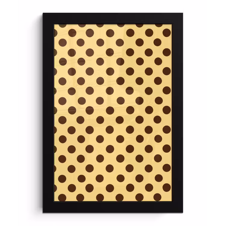 Poster met lijst - Polka Dot - Stippen - Retro - Geel - Bruin — 1