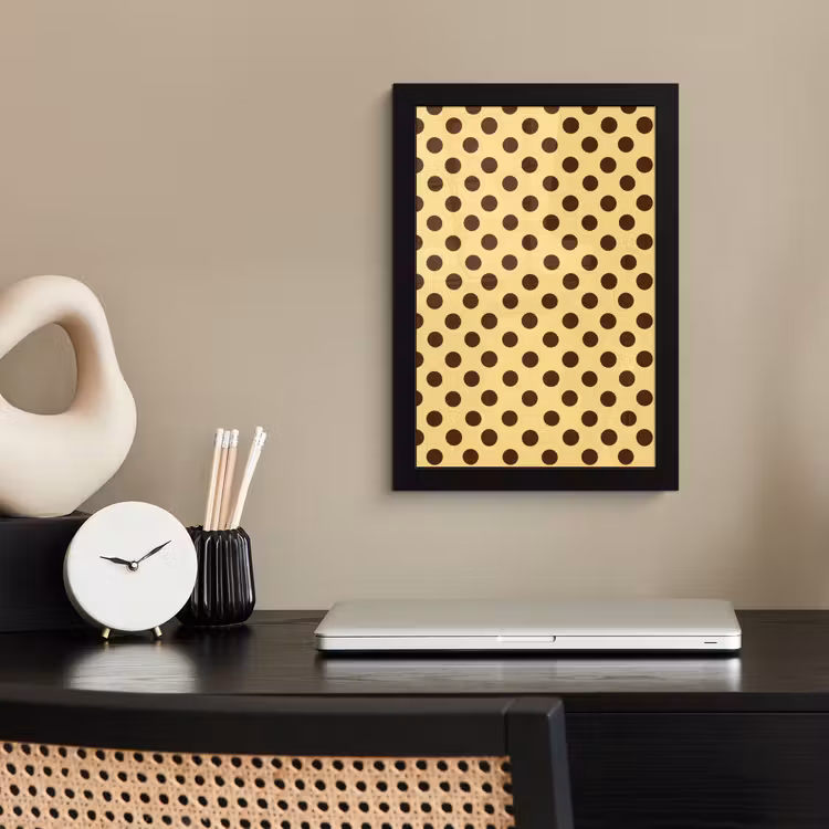 Poster met lijst - Polka Dot - Stippen - Retro - Geel - Bruin — 3