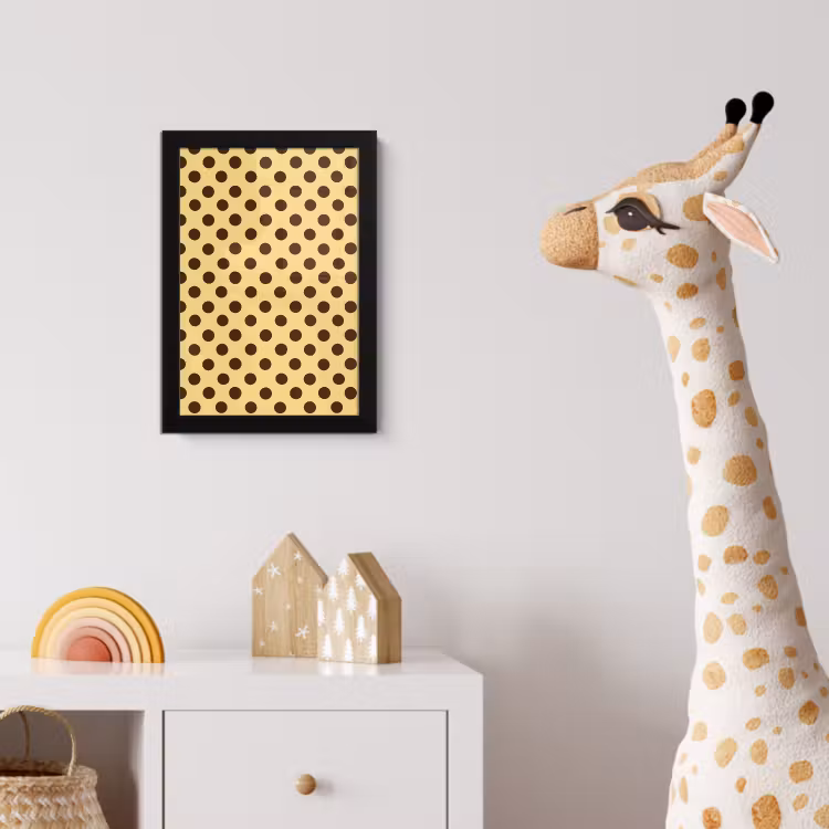 Poster met lijst - Polka Dot - Stippen - Retro - Geel - Bruin — 5