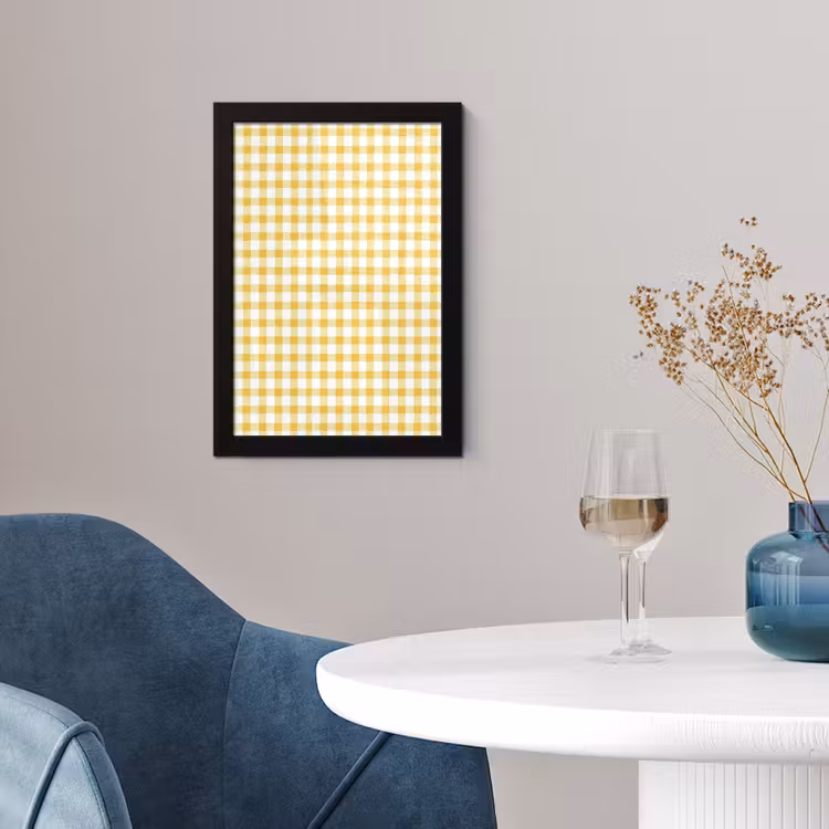 Poster met lijst - Ruit - Gingham - Klassiek - Geel en Wit — 2