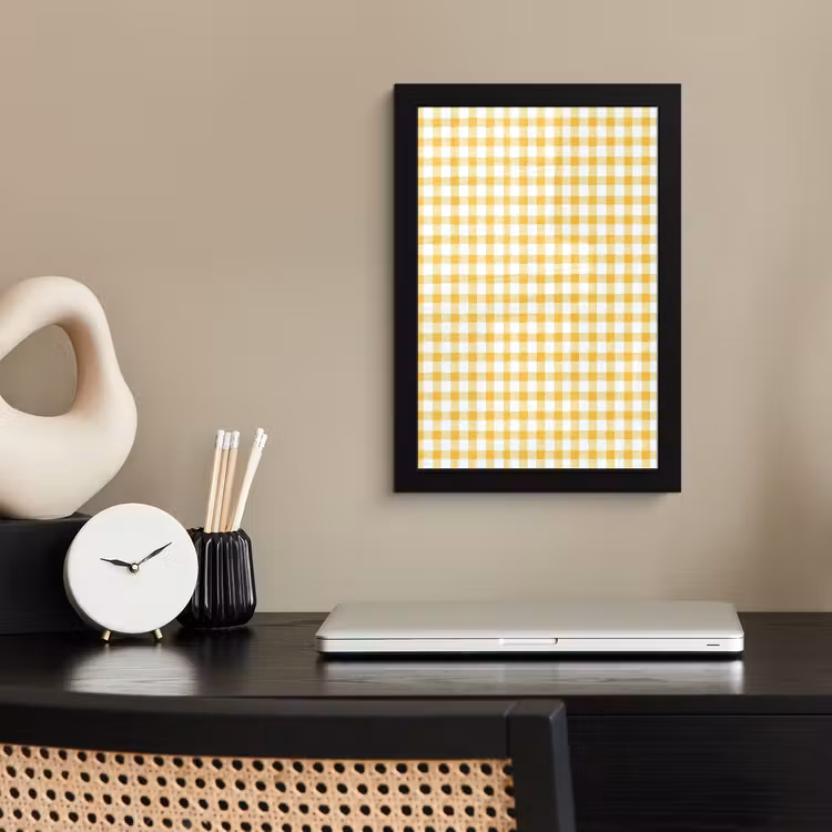 Poster met lijst - Ruit - Gingham - Klassiek - Geel en Wit — 3