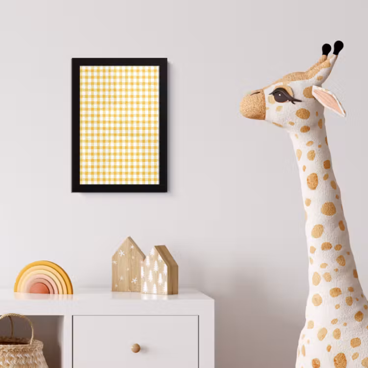 Poster met lijst - Ruit - Gingham - Klassiek - Geel en Wit — 5