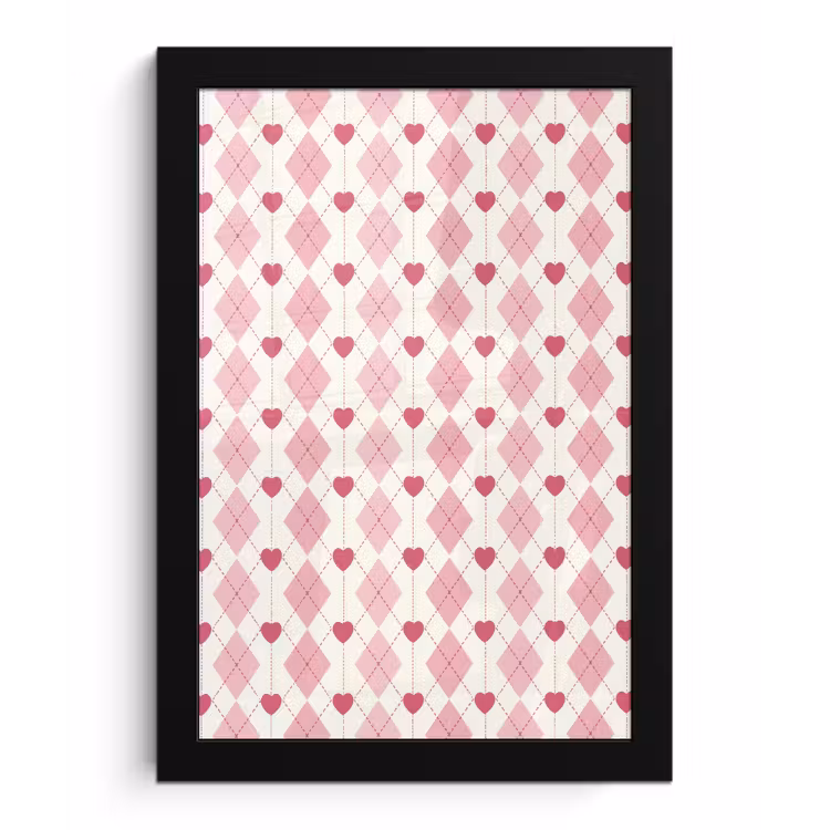 Poster met lijst - Ruiten - Klassiek - Roze - Wit — 1
