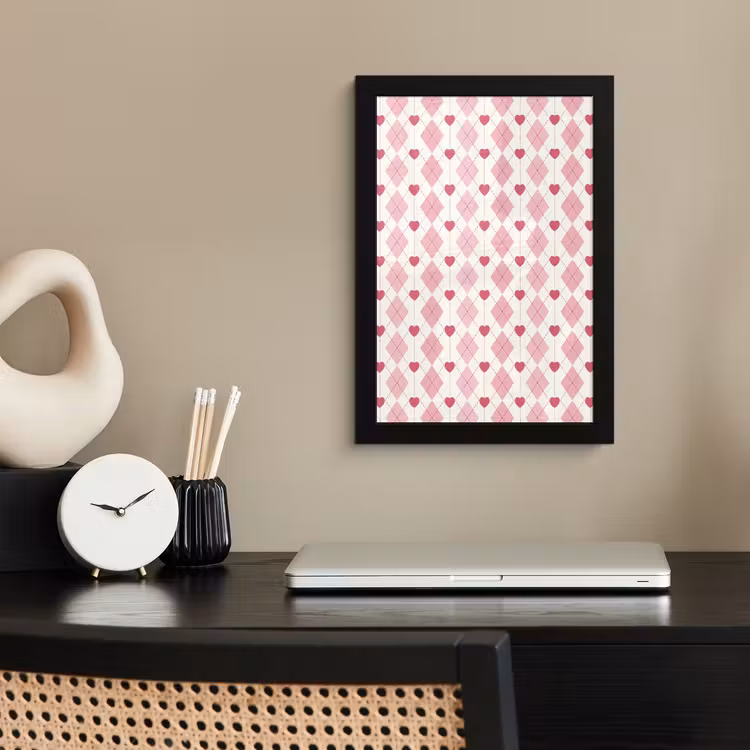 Poster met lijst - Ruiten - Klassiek - Roze - Wit — 3