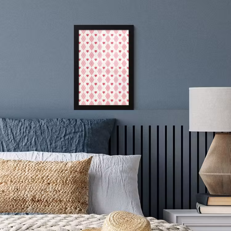 Poster met lijst - Ruiten - Klassiek - Roze - Wit — 4