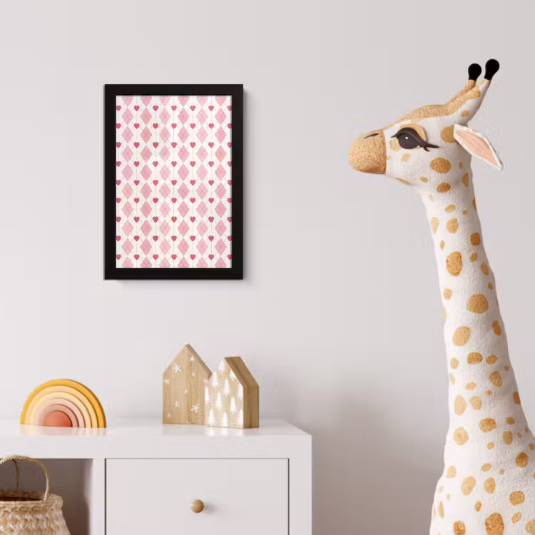 Poster met lijst - Ruiten - Klassiek - Roze - Wit — 5