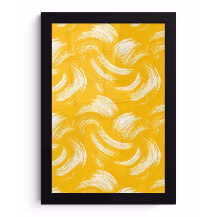 Poster met lijst - Verfstreken - Abstract - Dynamisch - Geel — 1