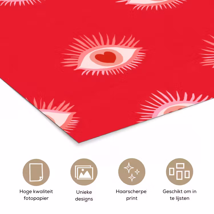 Poster - Ogen - Hart - Abstract - Rood - Roze — 5