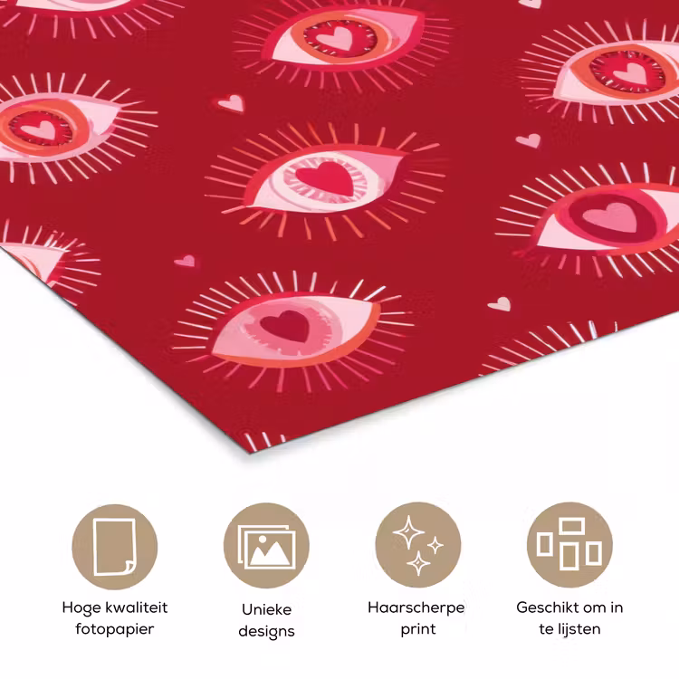 Poster - Ogen - Patroon - Roze - Donkerrood — 5