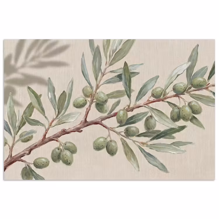 Poster - Olijftak - Bladeren - Natuur - Groen - Beige — 1