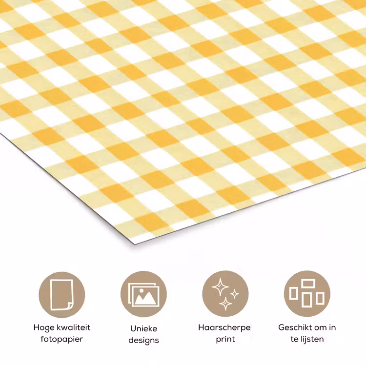 Poster - Ruit - Gingham - Klassiek - Geel en Wit — 5