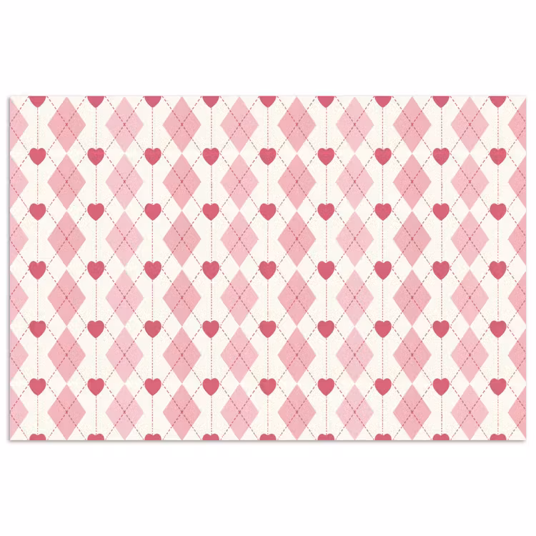 Poster - Ruiten - Klassiek - Roze - Wit — 1