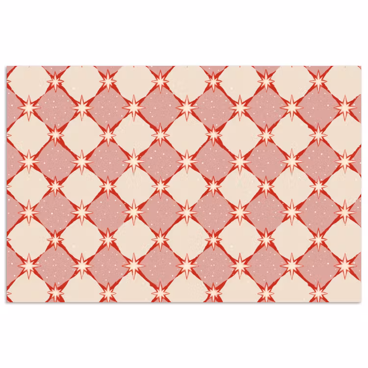 Poster - Ruiten - Sterren - Vintage - Oudroze - Rood — 1