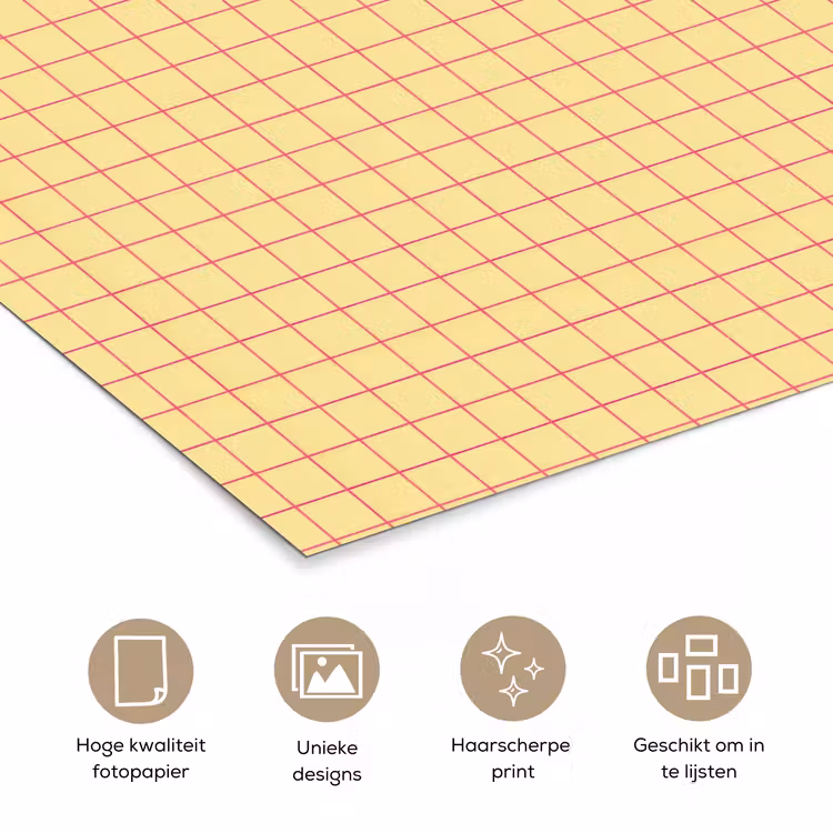 Poster - Ruitjes - Grid - Minimalistisch - Geel - Roze — 5
